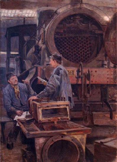 Johannes Martini Fruhstuck in der Lokomotivwerkstatte, Sweden oil painting art